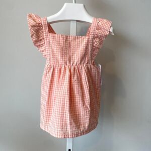 Carter's 6mo Pink & White Gingham Dress Ruffle Sleeves Sundress Cottage Ballet